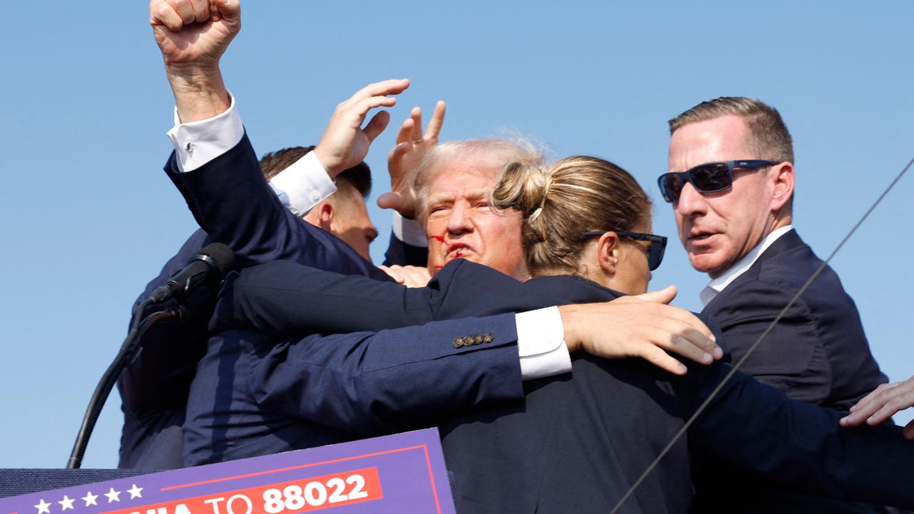 Mr Trump immediately after the shooting. Picture: Anna Moneymaker/Getty Images via AFP