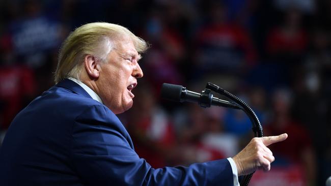 US President Donald Trump speaks during a campaign rally at the BOK Center on Tulsa, Oklahoma, on Saturday, his first since the outbreak of COVID-19.