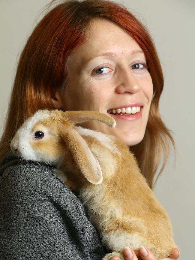 RSPCA adoption co-ordinator Kate Timmins with Lily the bunny. Picture: Tait Schmaal.