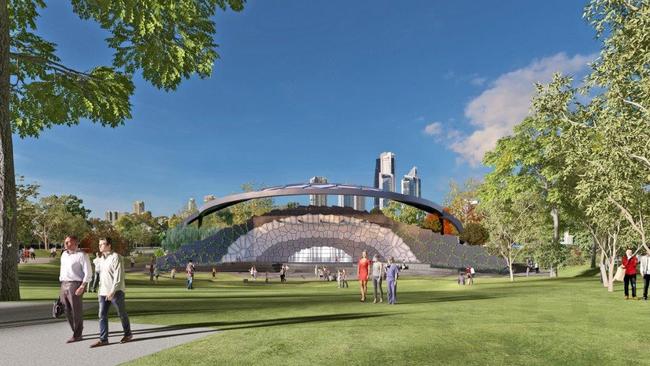 An artist impression of the amphitheatre under construction in the first stage of the Gold Coast's new cultural precinct.