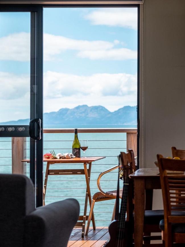 A view of The Hazards mountain range from the living area at Swansea Beach Chalets. Picture: Supplied