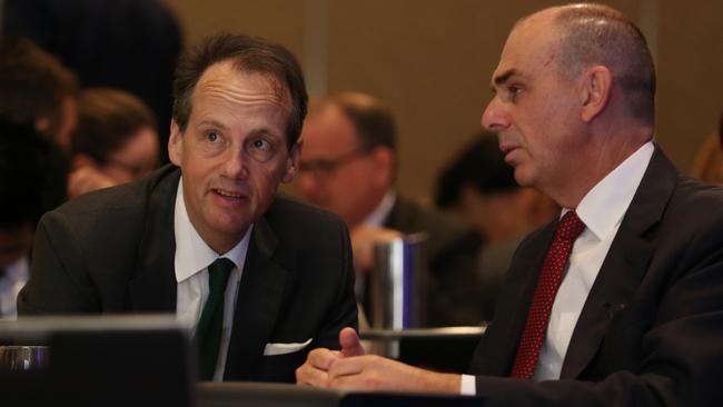 Key regulators ASIC chairman James Shipton (left), with APRA chair Wayne Byres. Picture: Britta Campion 