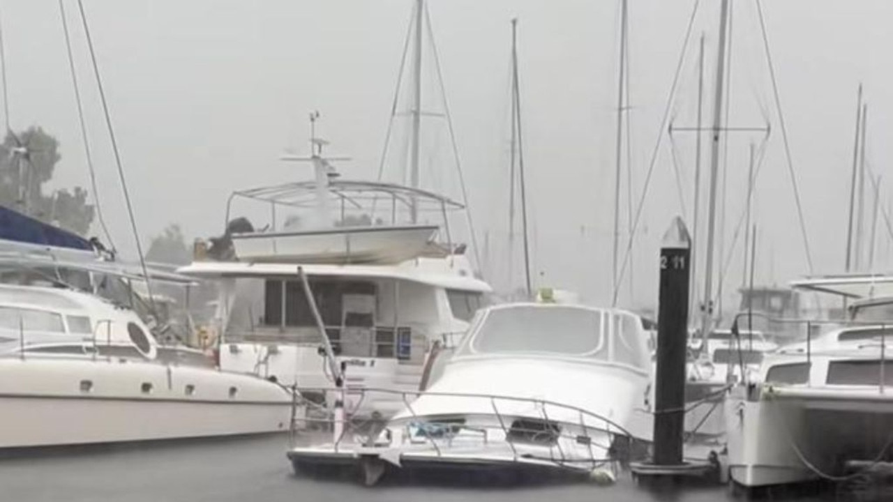 This boat was left half underwater by the storm. Picture: Facebook