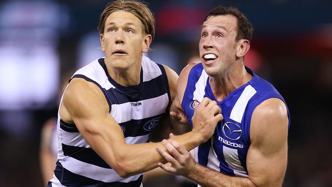 Geelong hoped Todd Goldstein (right) would solve its ruck issues.