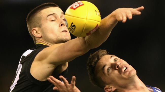 Jayden Short has gone from goal sneak to lockdown defender for Richmond. Picture: Wayne Ludbey