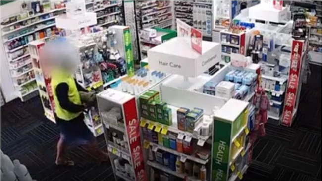 The man caught on CCTV robbing the chemist. Photo: Townsville Bulletin.