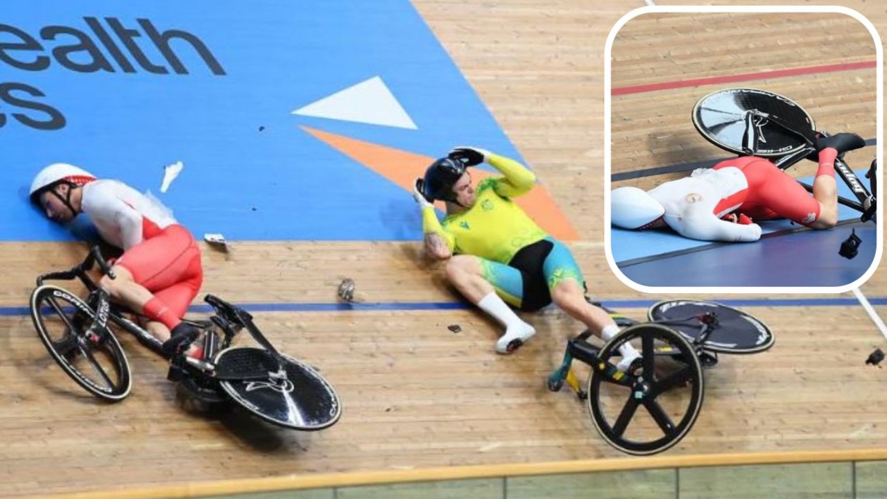 Crash pics from the velodrome involving Aus and England