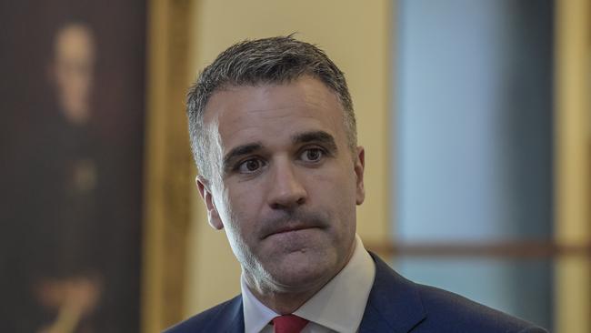 Opposition Labor Leader Peter Malinauskas speaks to the media after The Advertiser broke the explosive news that former MP Annabel Digance and husband Greg had been charged with blackmailing Mr Malinauskas. Photo: Roy Van der Vegt