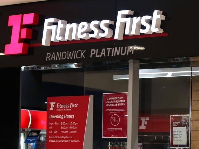 Fitness First gyms have also been affected by the decision, caused in response to the pandemic. Picture: Daily Telegraph / Gaye Gerard