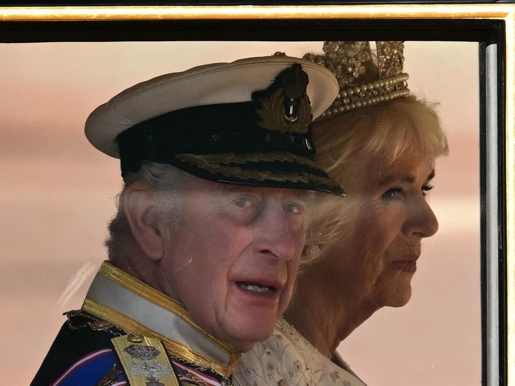 The King and Queen travelled in the Diamond Jubilee State Coach. Picture: AFP