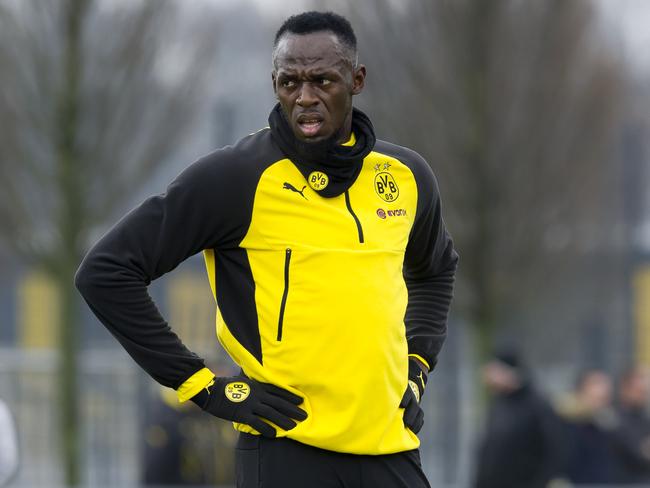 Usain Bolt trying his luck with Dortmund in Germany. Picture: Getty Images