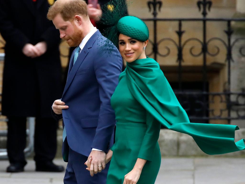 The royal couiple during their final appearnce as senior royals. Picture: Tolga AKMEN / AFP)