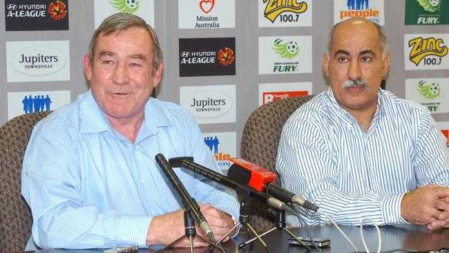 Football Queensland CEO Geoff Foster meets with North Queensland Fury boss Rabieh Krayem.