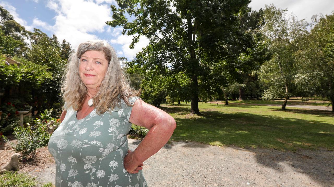 Susanne Koen on her Mylor property. She is the spokesman for residents who are being sent back to the technological dark ages with NBN claiming it&#039s to expensive to fund a digital tower for the Hills town. Image: Russell Millard/AAP