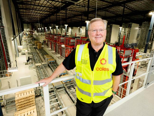 AUS ONLY CEO of Coles, Steven Cain, at Coles Automated Distribution Centre in Redbank, QLD, Wednesday, April 26, 2023 - Picture: Richard Walker