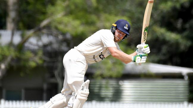 UQ batsman Bryce Street Cricket action between UQ v Redlands Saturday December 17, 2022. Picture: John Gass