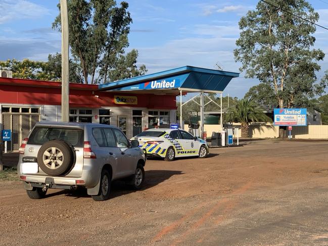 A service station has allegedly been robbed on the Warrego Highway.