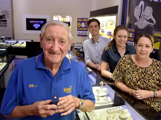 Graham Jackson with Michael Morrison, Shannon Vernon and Debbie Stanborough at Loloma Jewellers at Stockland. Picture: Evan Morgan