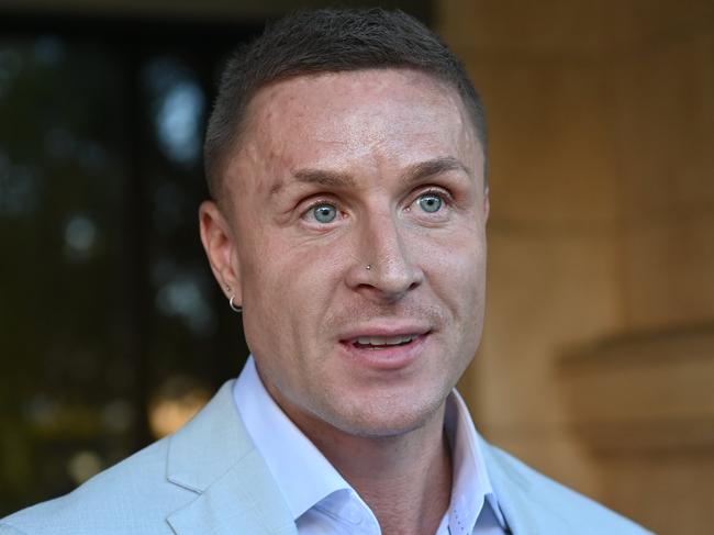 7/4/25. Former Bachelorette contestant Paddy Colliar outside court. He was allegedly stabbed at a party in Adelaide's north. The jury is deliberating on the fate of his assailant.Picture: Keryn Stevens