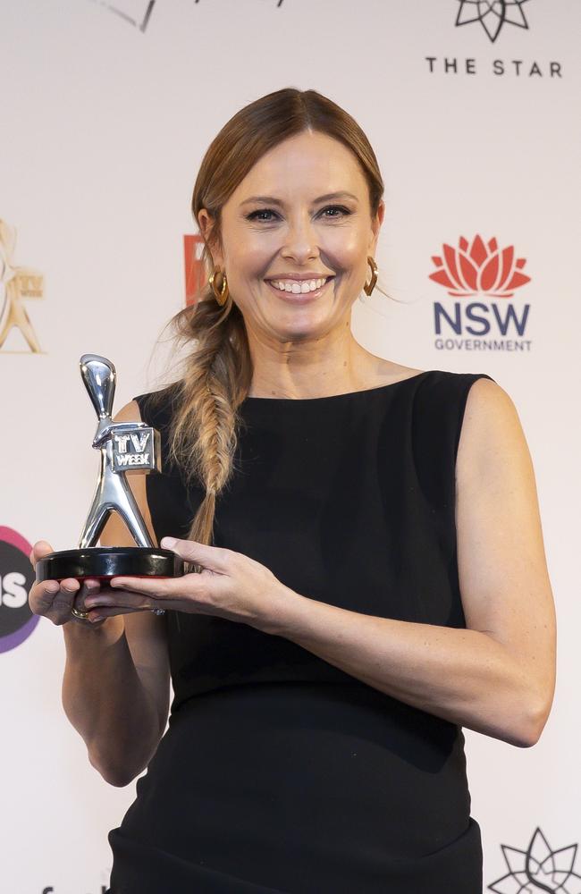 Best News or Public Affairs Presenter Ally Langdon, A Current Affair, with her Logie. Picture: Getty