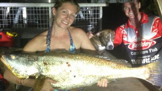 Siobhan McEwan, seen here with brother Reece, with her 117cm jewfish caught at Bynoe Harbour