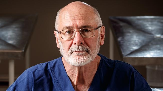 Pathologist Roger Byard in the Ray Last Laboratories on September 17, 2021. SA Weekend profile to go with new podcast series Guardians of the Dead. Picture Matt Turner.