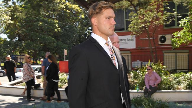 NRL player Jack De Belin arrives at Wollongong Courthouse for his rape trial on Wednesday. Picture: NCA NewsWire / Simon Bullard