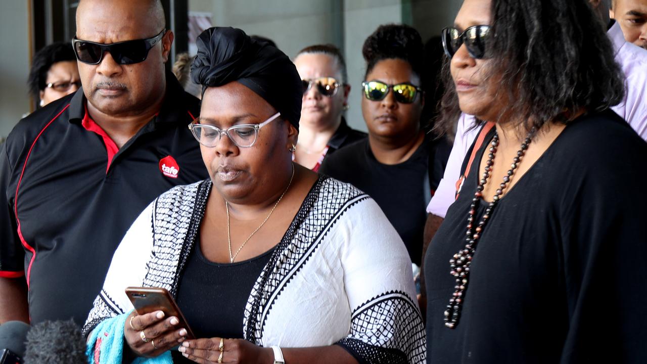 Meeky’s mother Muriel Namok speaks to the media after a court hearing on the matter. Picture: Stewart McLean