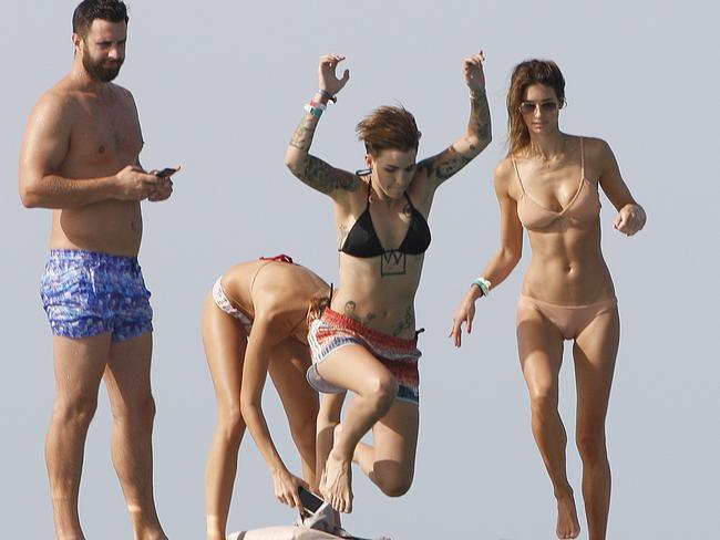 Ruby Rose and gang enjoying water sports and sunbathing in Formentera.