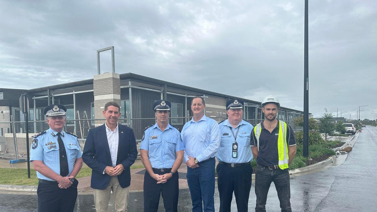 Deputy Commissioner Cameron Harsley, Deputy Premier and Treasurer Cameron Dick, Detective Inspector Chris Toohey, Caloundra MP Jason Hunt, chief inspector John Van Egmond, and Lachlan Robinson. Picture - Madeline Grace.