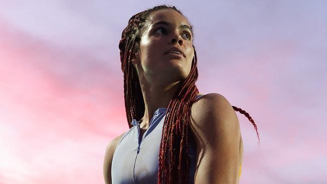 MELBOURNE, AUSTRALIA - FEBRUARY 15: Torrie Lewis of Australia looks at the results screen after competing in the women's 100 metre final during the 2024 Maurie Plant Meet at Lakeside Stadium on February 15, 2024 in Melbourne, Australia. (Photo by Daniel Pockett/Getty Images)