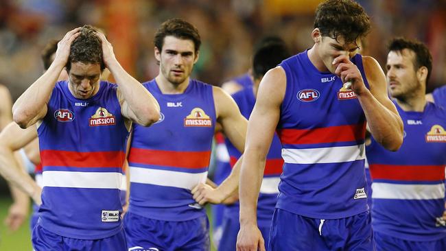 Disappointed Bulldogs players after 2015’s Elimination Final loss to Adelaide Michael Klein.