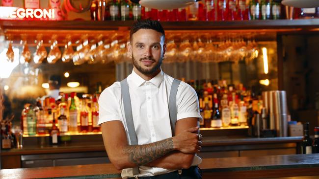 Pictured at Matteo Downtown on Bond Street in Sydney is bartender Roberto Torresi. Picture: Richard Dobson