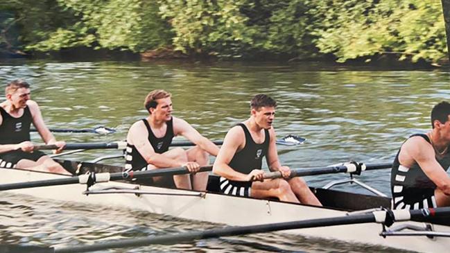 WearOptimo founder Mark Kendall, second from right, rowing at Oxford University in 1999.