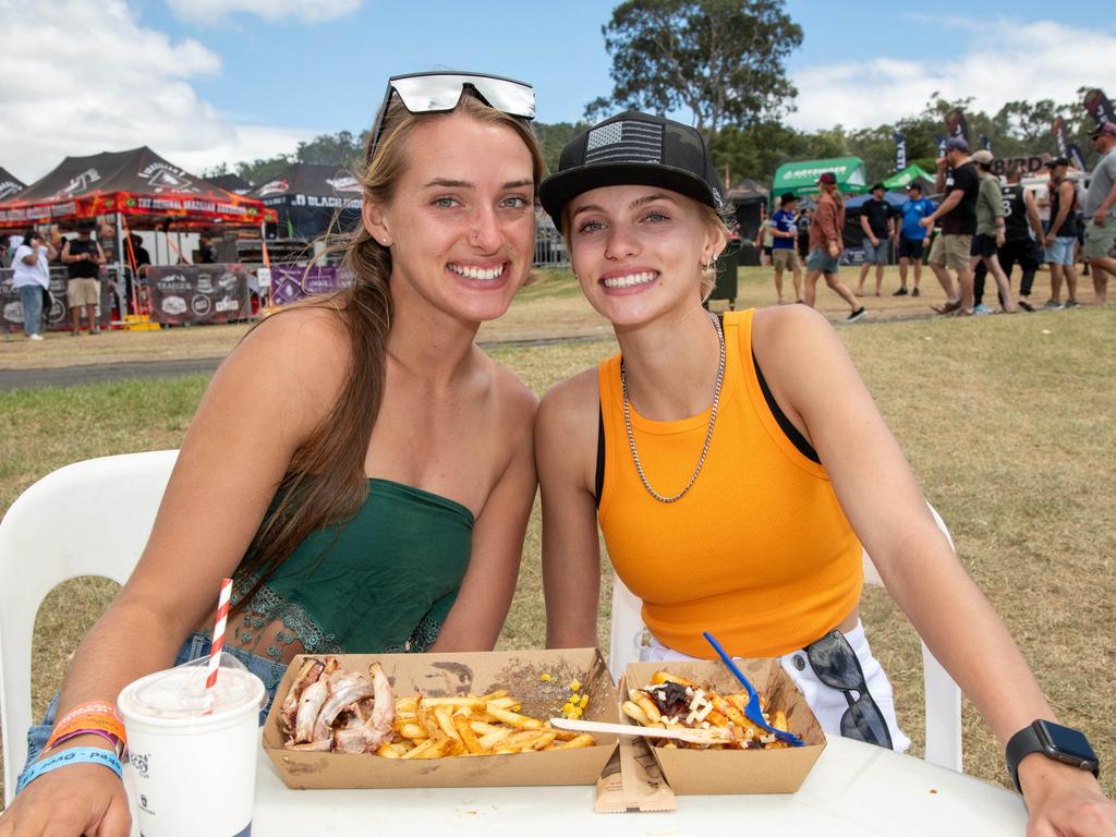 Faith Dix (left) and Alexis Dix at Meatstock - Music, Barbecue and Camping Festival at Toowoomba Showgrounds, Sunday March 10th, 2024. Picture: Bev Lacey