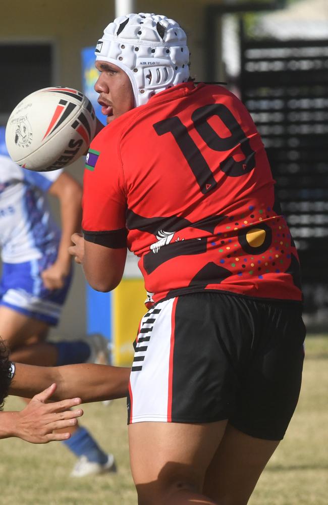 Cowboys Cup Schoolboys Football at Kern Brothers Drive. Ignatius Park College against Kirwan SHS (black). Picture: Evan Morgan