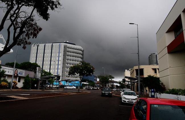 A storm builds over the Darwin CBD in late January. Similar storms may grace Darwin later this week. Picture: Justin Kennedy