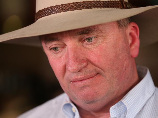 Former Deputy PM Barnaby Joyce takes stock of events in a Tamworth hotel yesterday.