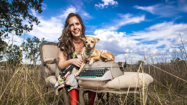 Boonah writer Tabitha Bird with her 12-year-old dog 'Lion', which features in the book. Picture: Nigel Hallett