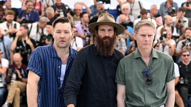 Joel Edgerton, Thomas M. Wright and Sean Harris attend the photocell for The Stranger during the 75th annual Cannes film festival. Picture: Pascal Le Segretain / Getty Images