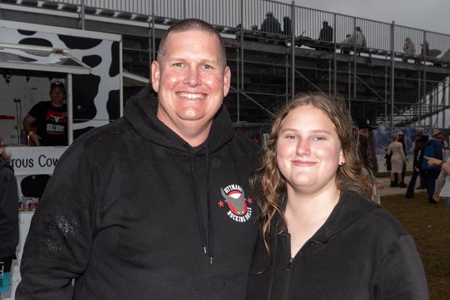 Matthew Curr, and Madison Curr from Proserpine at the PBR Bull Pit Bull Bash at Dittmann Bucking Bulls in Bloomsbury. August 27, 2022. Picture: Michaela Harlow