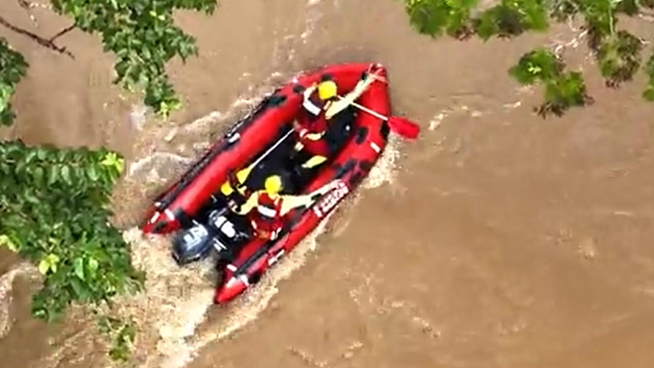 A screen grab of a video captured by Queensland Fire Department drone pilots during response and recovery efforts during the ongoing North Queensland flood disaster. Picture: QFD