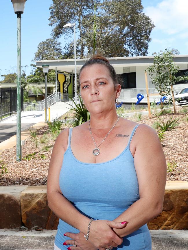 Christine Dickson, outside Wamberal Public School, is among the angry parents. Picture: Sue Graham/AAP