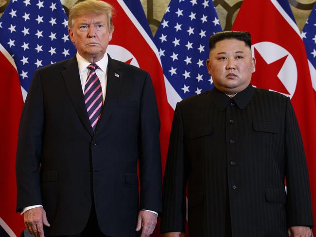 President Donald Trump has retaliated on Twitter from Hanoi, where he is meeting with North Korean leader Kim Jong-un. Picture: AP Photo/ Evan Vucci