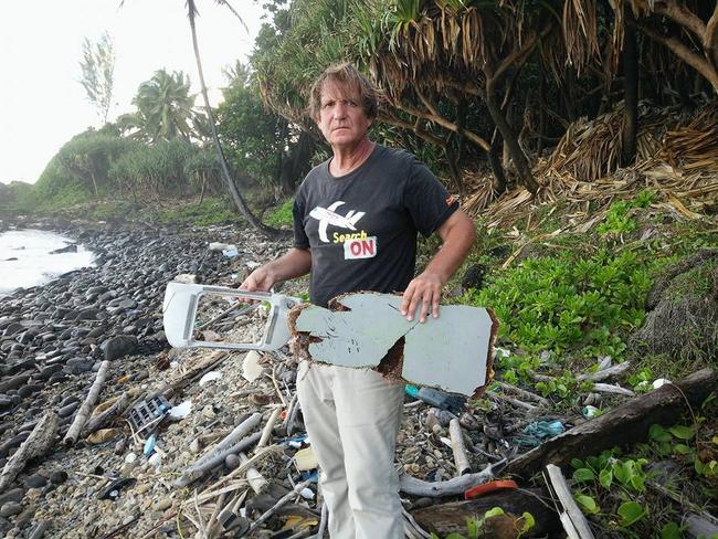 Independent MH370 investigator Blaine Gibson with more debris discovered on Riake Beach, Madagascar. Picture: Facebook