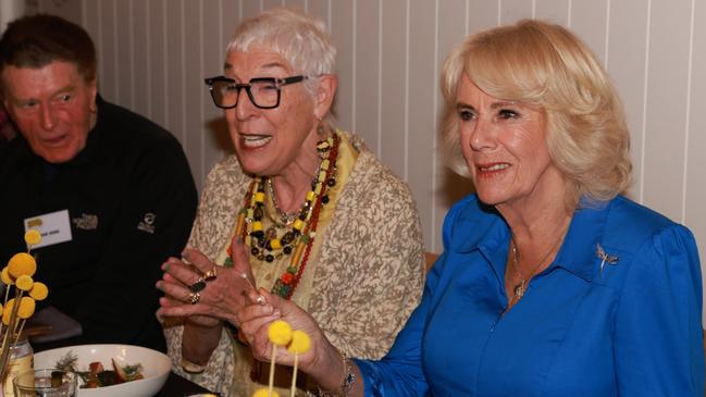 Queen Camilla talks with Ronni Kahn, OzHarvest founder during the visit. Picture: Ian Vogler-Pool/Getty Images