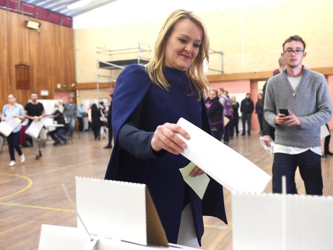 Lindsay MP Fiona Scott, casts her vote.