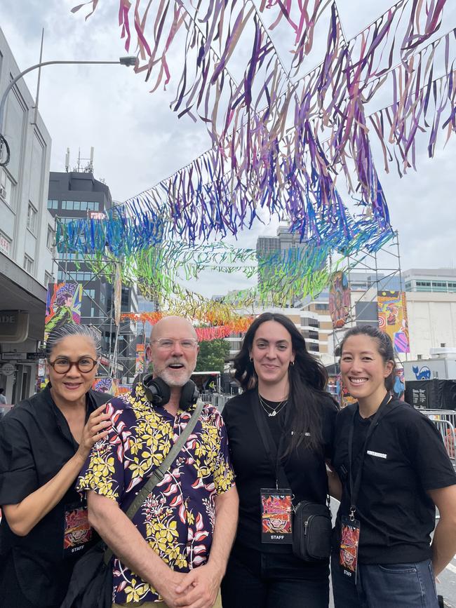 Celebrated chef Kylie Kwong at the Parramatta Lanes food festival with the Powerhouse team including Powerhouse Lane creative director Tony Assness, Gillian Kayrooz (Vitocco curator) and Xinyi Lim (program manager). Picture: Supplied.