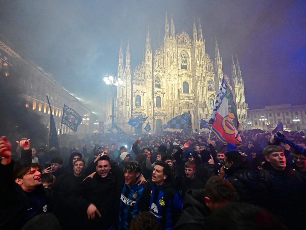 Supporters of Inter Milan celebrate winning the 2024 Scudetto championship title at the Piazza del Duomo in central Milan. Picture: Piero Cruciatti/AFP