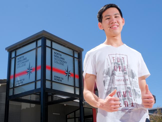 Joab Low obtained an ATAR score 93.95 at North Geelong Secondary college while facing deportation. Picture: Mark Wilson